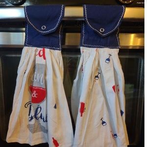 Red, Wine & Blue Hanging Towel, Set of 2